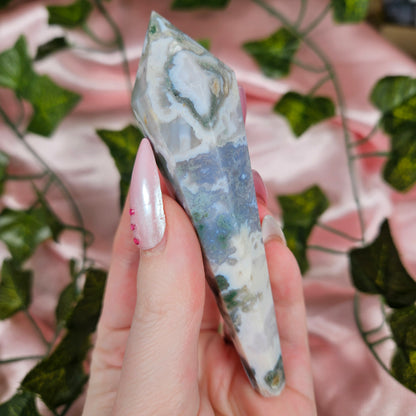 Moss agate wand