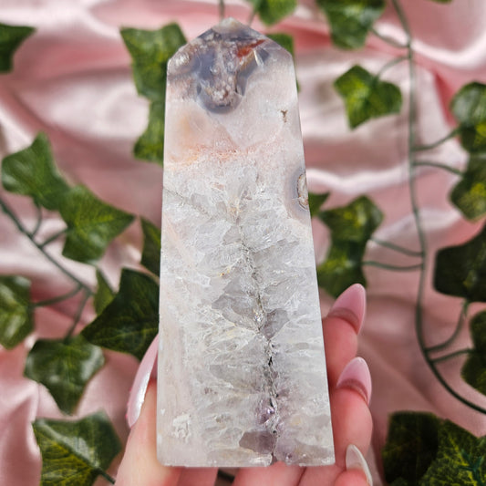 Druzy pink amethyst tower