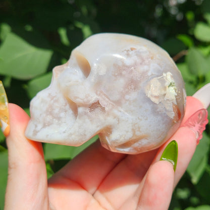 Flower agate skull
