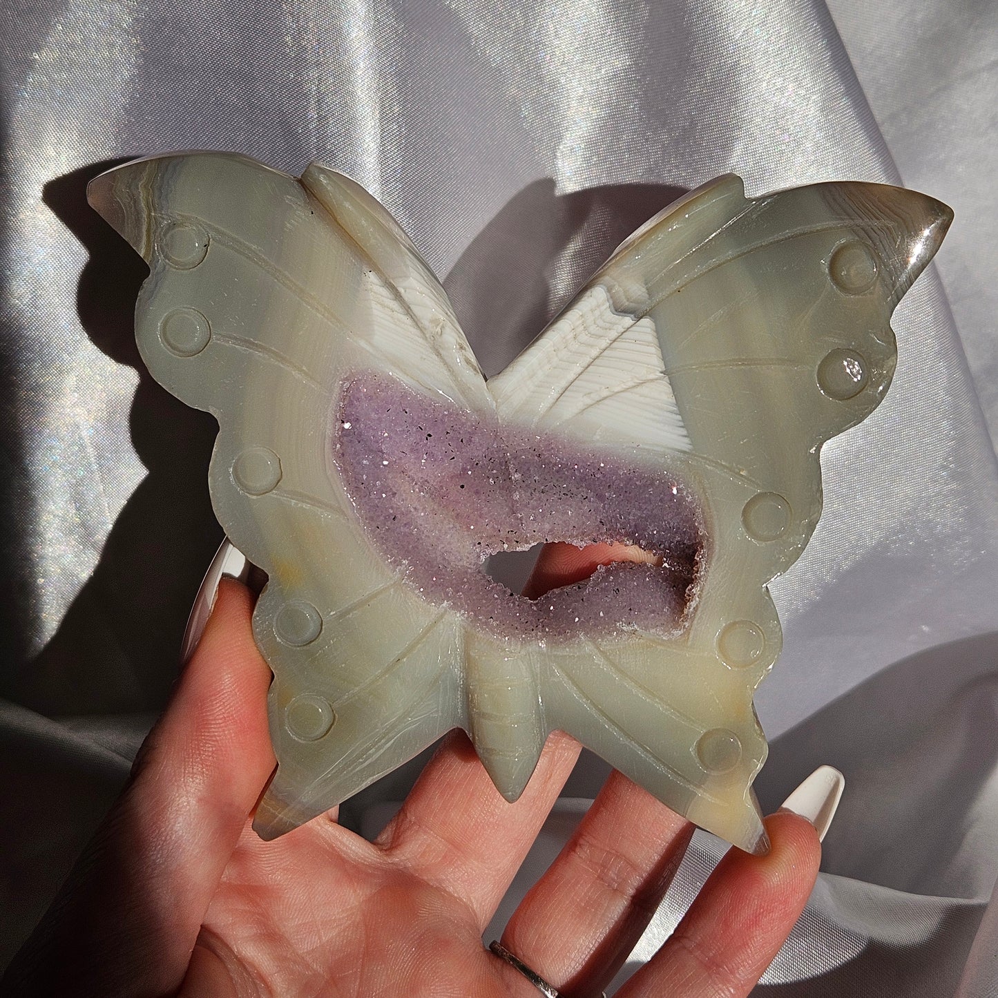 Amethyst druzy agate butterfly