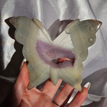 Amethyst druzy agate butterfly