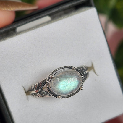 Adjustable S925 labradorite ring