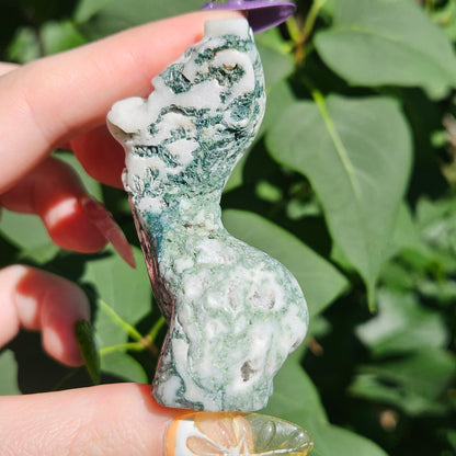 Moss agate goddess body