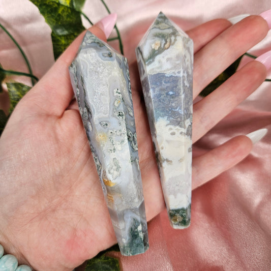 Moss agate wand