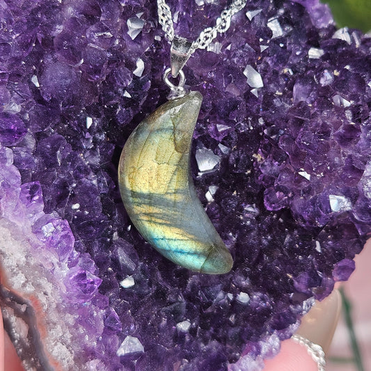 Labradorite moon necklace