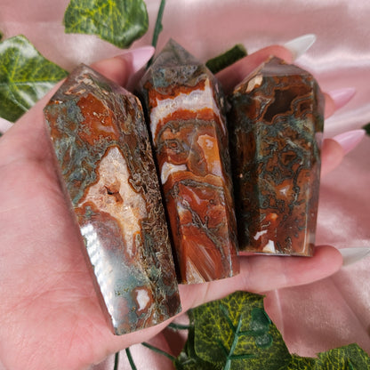 Moss agate/ Carnelian cupcake tower