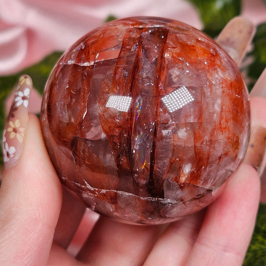 Fire quartz sphere