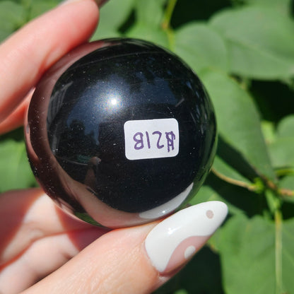 Silver sheen obsidian sphere