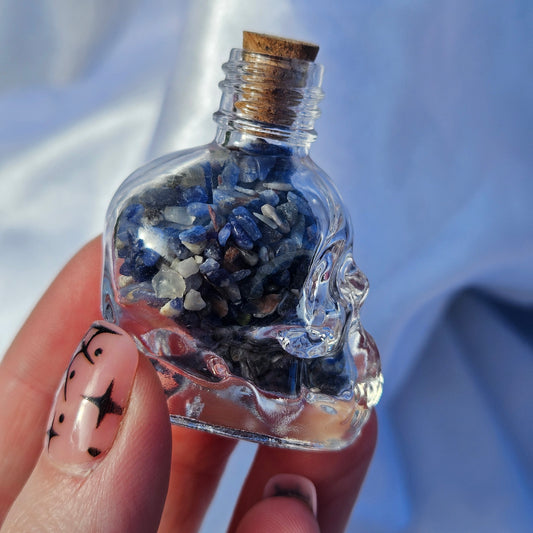 Crystal chip wish  skull jars