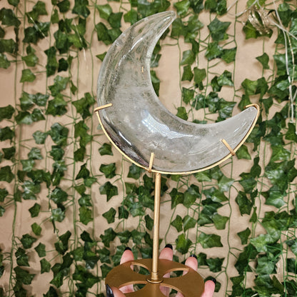 Garden quartz moon on stand