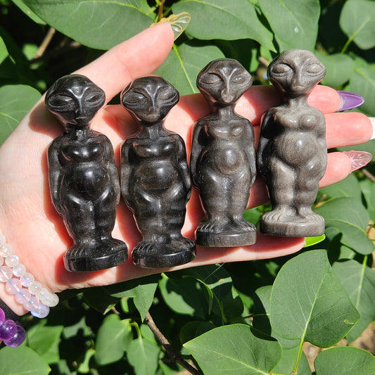 Silver Sheen obsidian alien