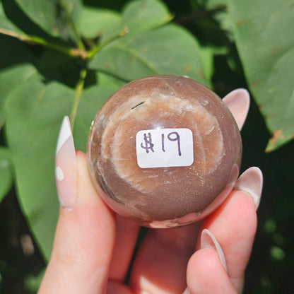 Peach moonstone/sunstone sphere