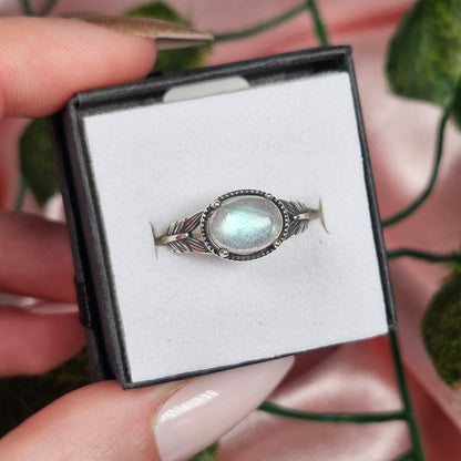 Adjustable S925 labradorite ring