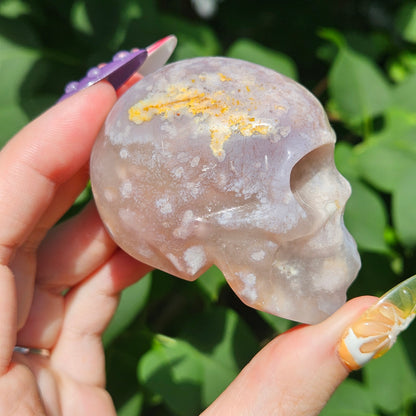 Flower agate skull