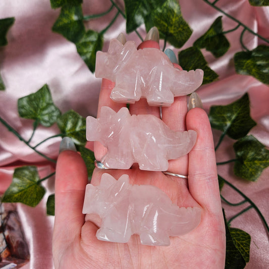 Rose quartz triceratops dino