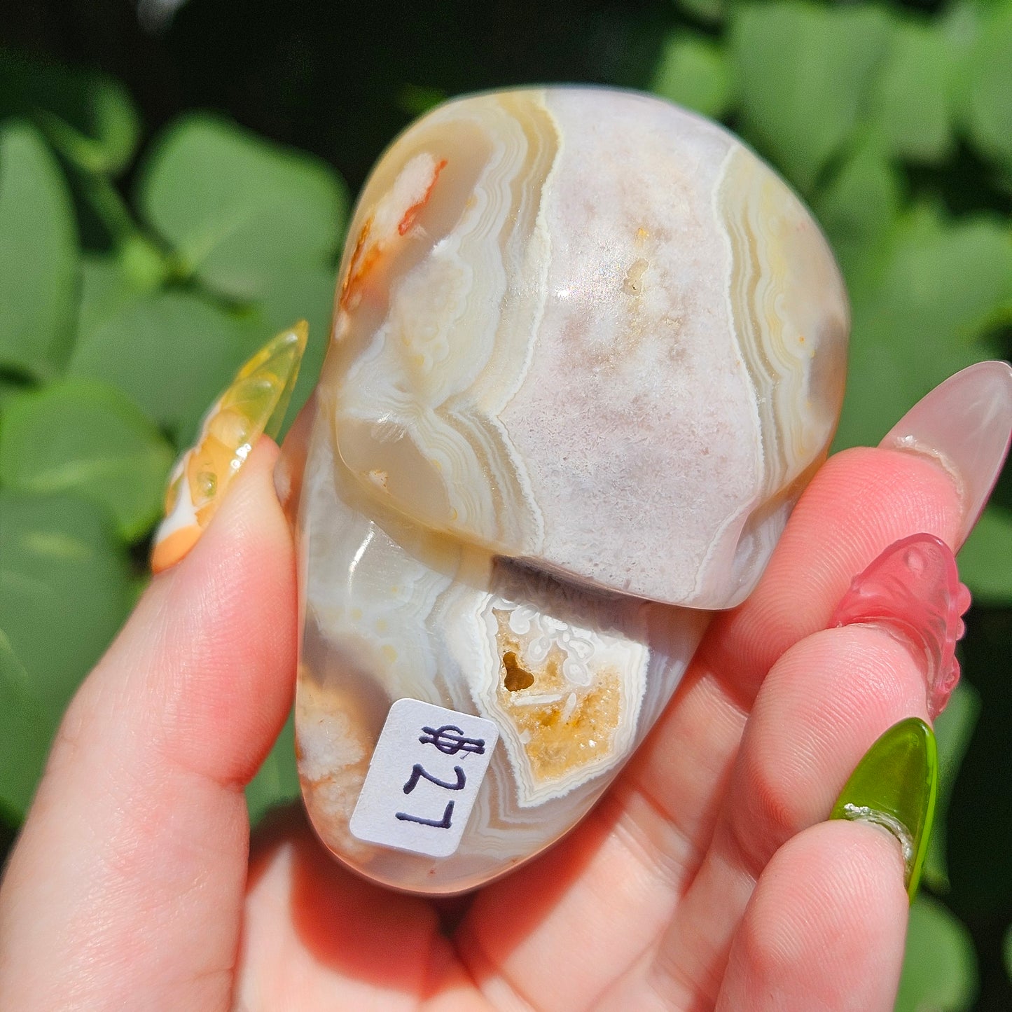 Flower agate skull