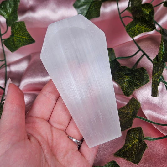 Selenite coffin trinket dish