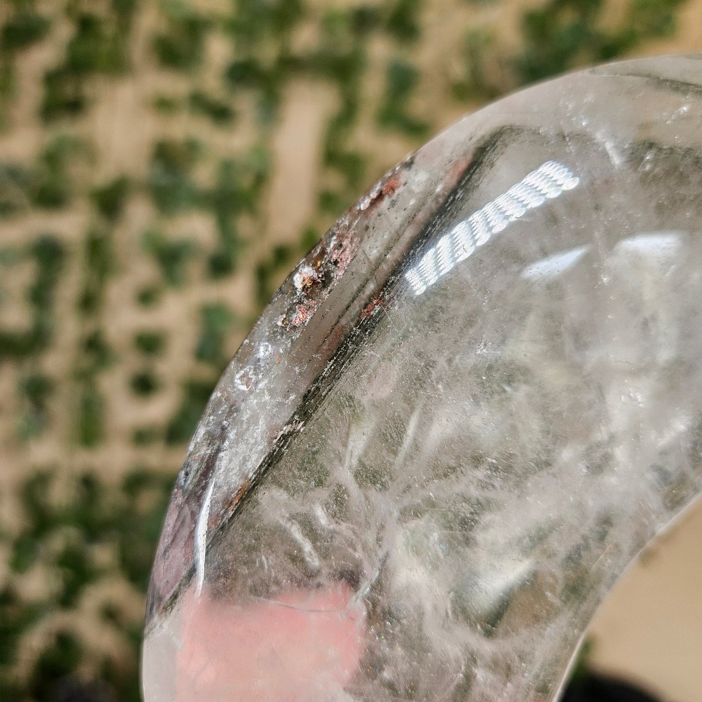 Garden quartz moon on stand