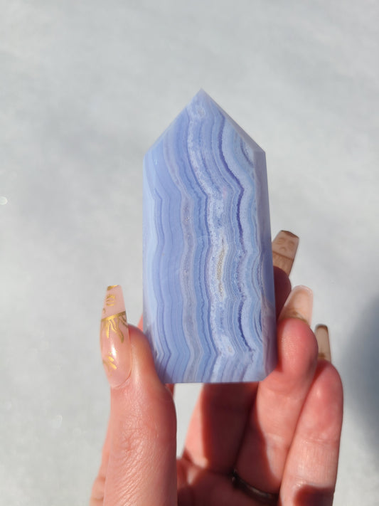 High quality blue lace agate tower