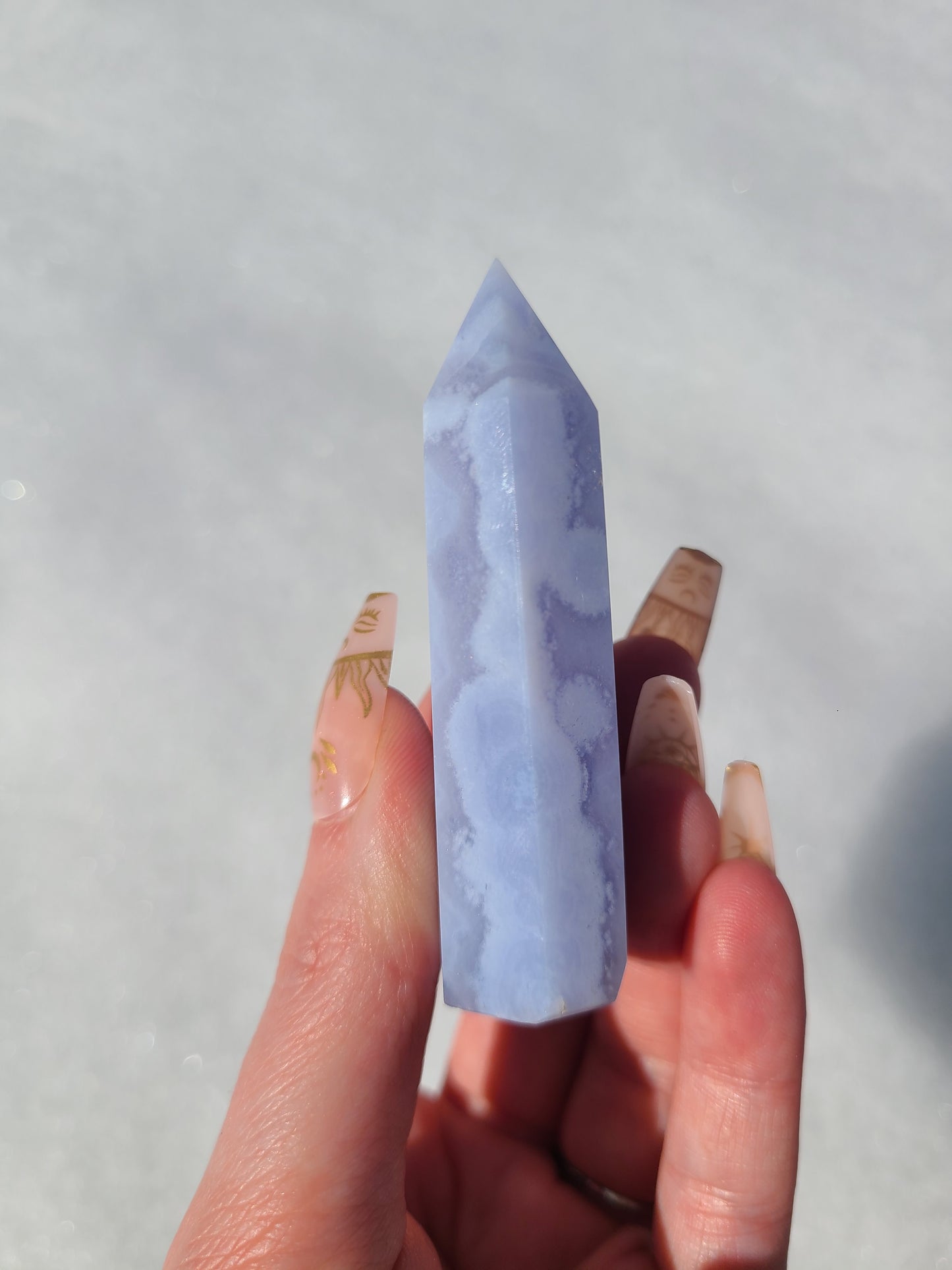 High quality blue lace agate tower