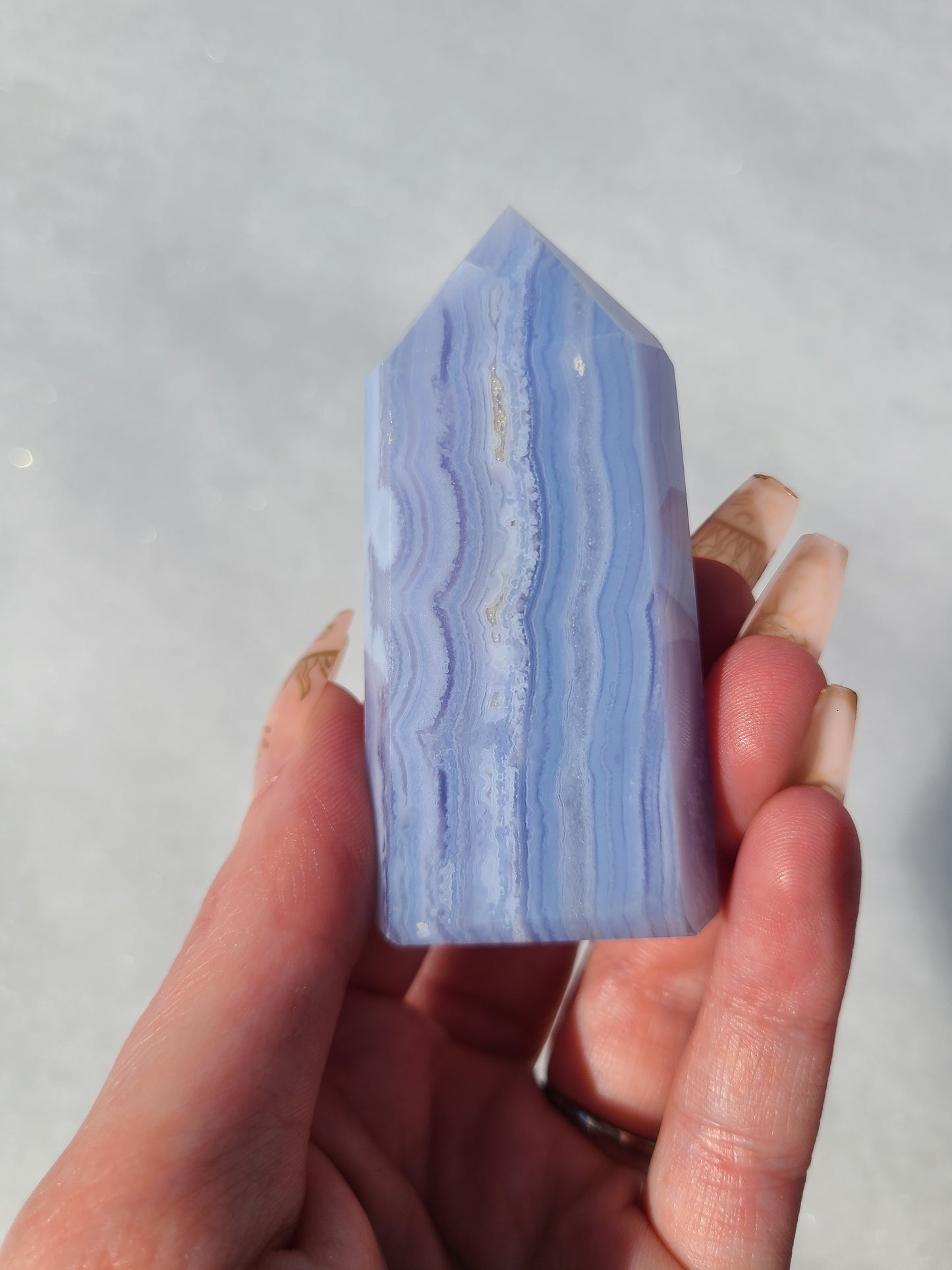 High quality blue lace agate tower