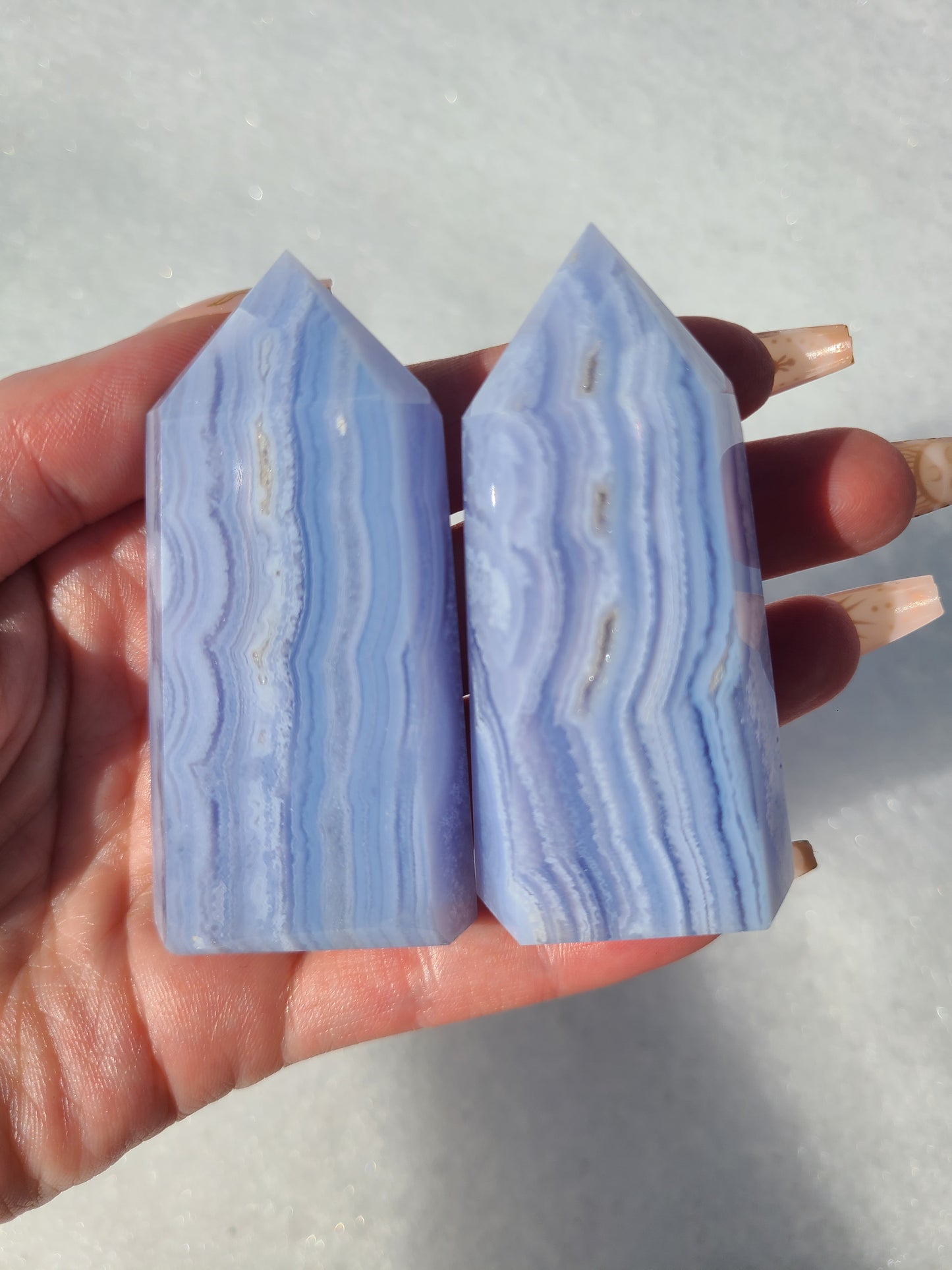 High quality blue lace agate tower