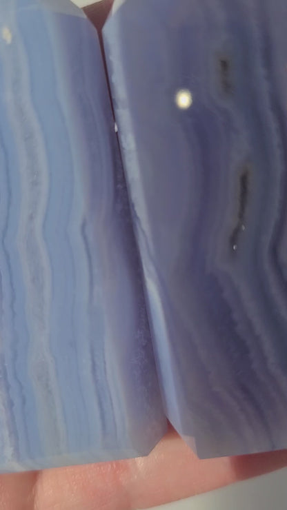High quality blue lace agate tower