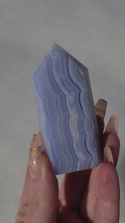 High quality blue lace agate tower
