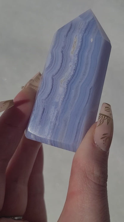 High quality blue lace agate tower